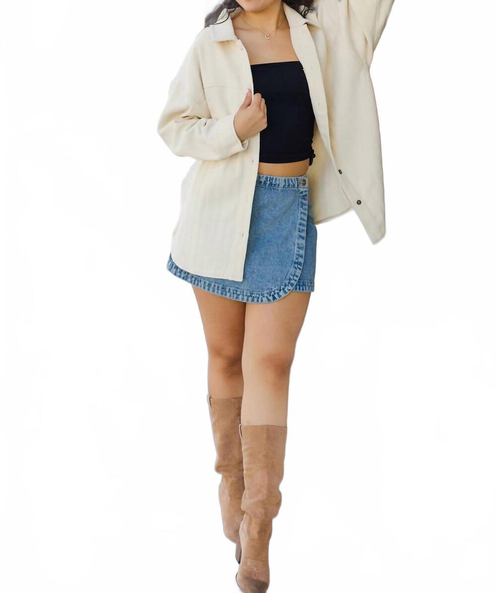 NEW MUSTARD SEED wrap it up soft button front shacket in oatmeal